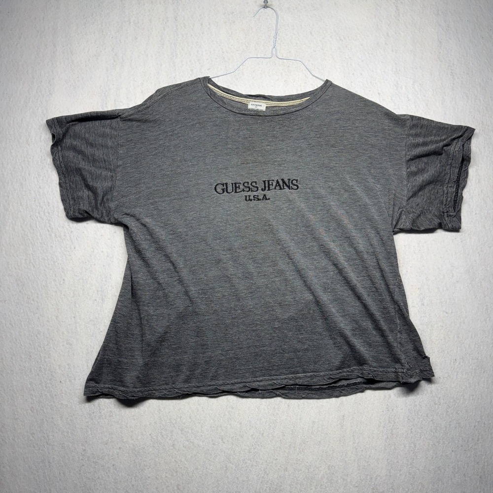 Vintage Guess Jeans USA T-Shirt Grey Embroidered Logo 90s Streetwear Cotton - Picture 1 of 6